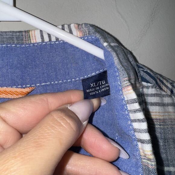 Tommy Bahama Men’s 100% Linen Button Up Short Sleeve Shirt XL Lightweight Blue - Picture 3 of 8